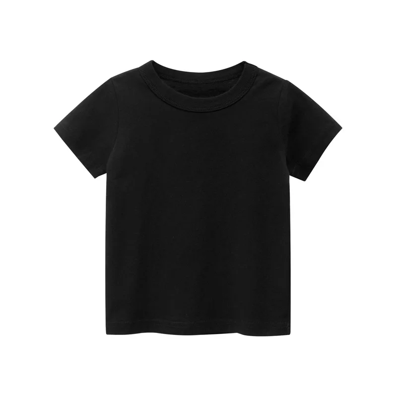 

Summer Boys and Girls T-shirt Tops Children's Pure Color Pure Cotton Clothes White Black Children's T-shirts 4-14 Years Old