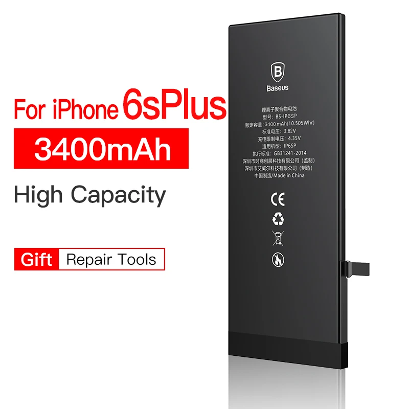 3400mAh For iP 6sp Аккумулятор для мобильного телефона Baseus для iPhone 8, 7, 6, 6s s Plus, 5, 5S, 5c, 7 plus, 6 plus, сменный аккумулятор для iPhone7, iPhone6 - Цвет: 3400mAh For iP 6sp