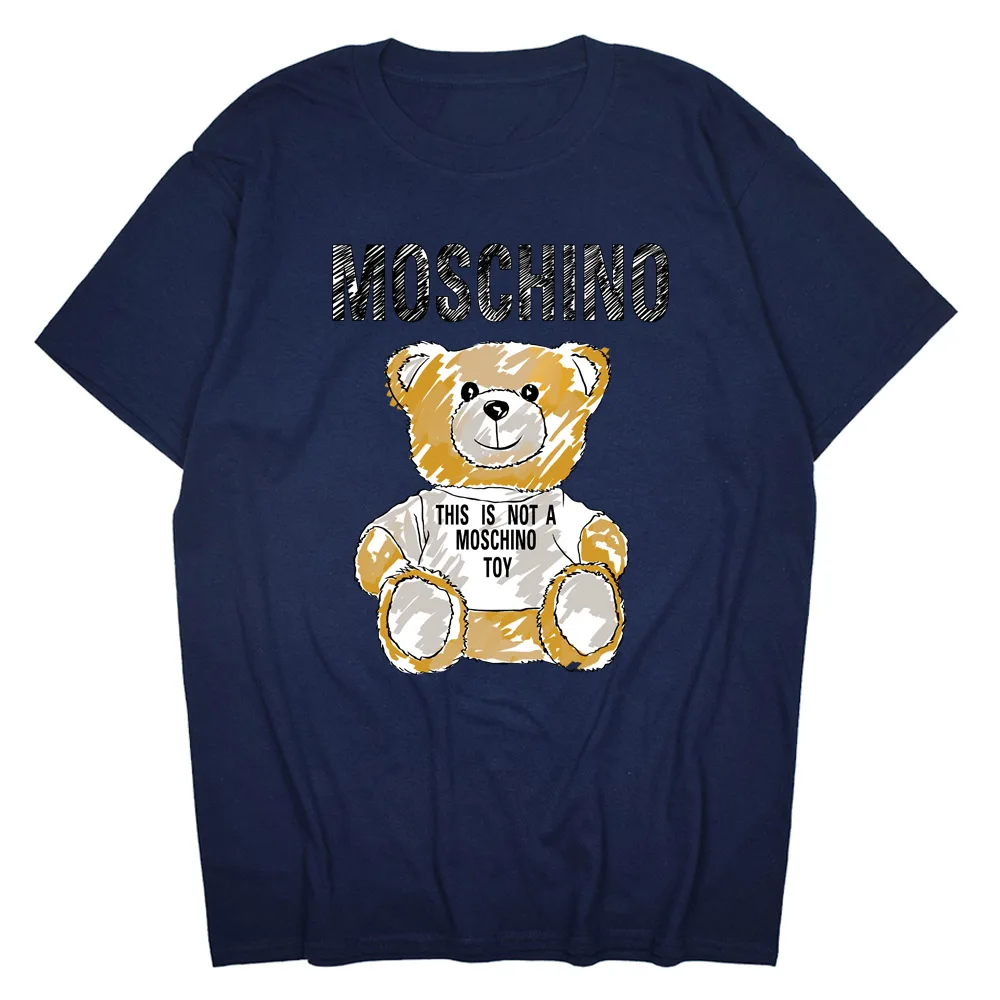 

2021 Summer Popular Pure Cotton Cool Bear Pattern Printed All-Match Big Yard Breathable Sports Short Sleeve T-shirt For woman