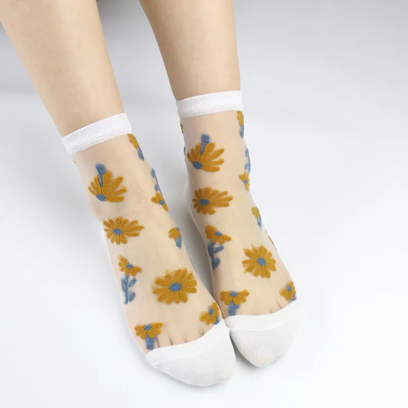 Носки женские хлопковые тонкие жаккардовые весна-лето | Женская одежда