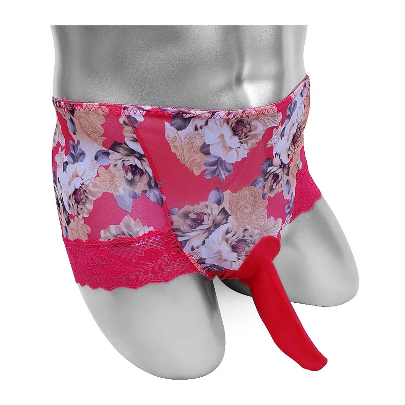 

Прозрачные сетчатые мужские трусы, нижнее белье с цветочным рисунком, нижнее белье Sissy трусы-плавки, эротический костюм для взрослых, Ночная...