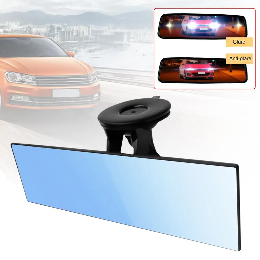 

Car Rear View Mirror Anti-glare Curved Rearview Mirror Universal Car Truck Interior Suction Cup Blue Mirror