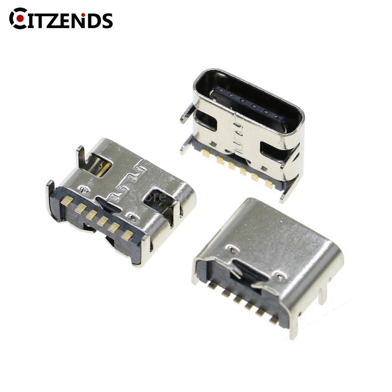 10 шт./лот 6 контактный разъем USB Type C SMT гнездовой 3 1 SMD DIP для дизайна печатной платы