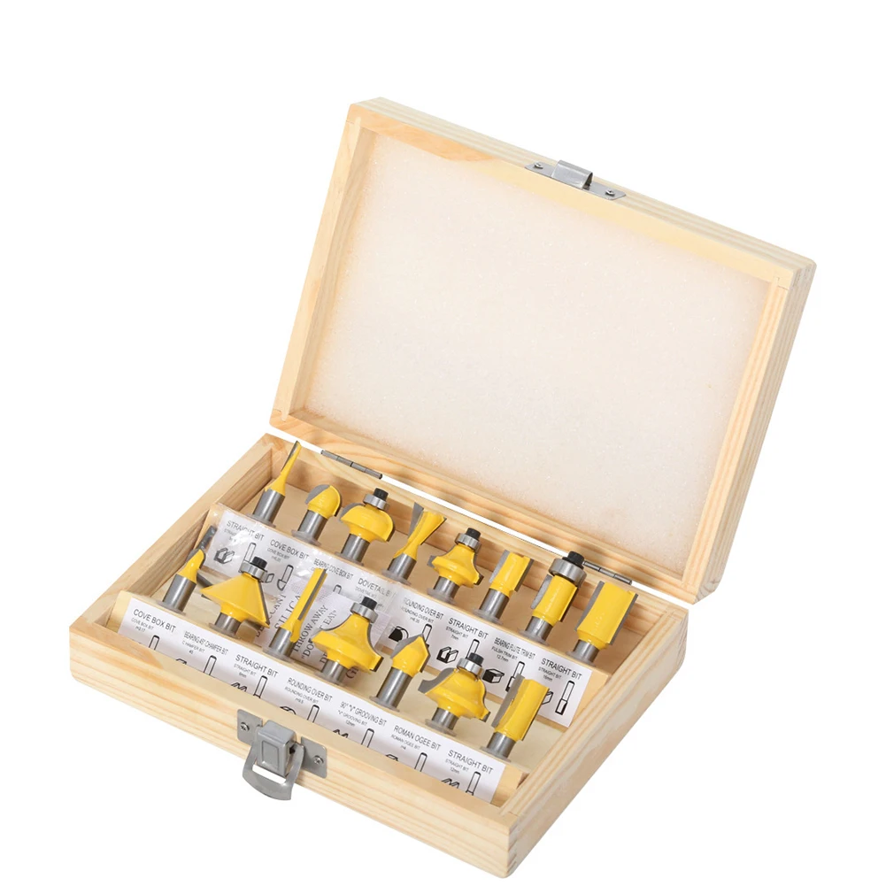 

15PCS Router Bit Set Trimming Straight Milling Cutter Wood Bits Tungsten Carbide Cutting Woodworking Trimming
