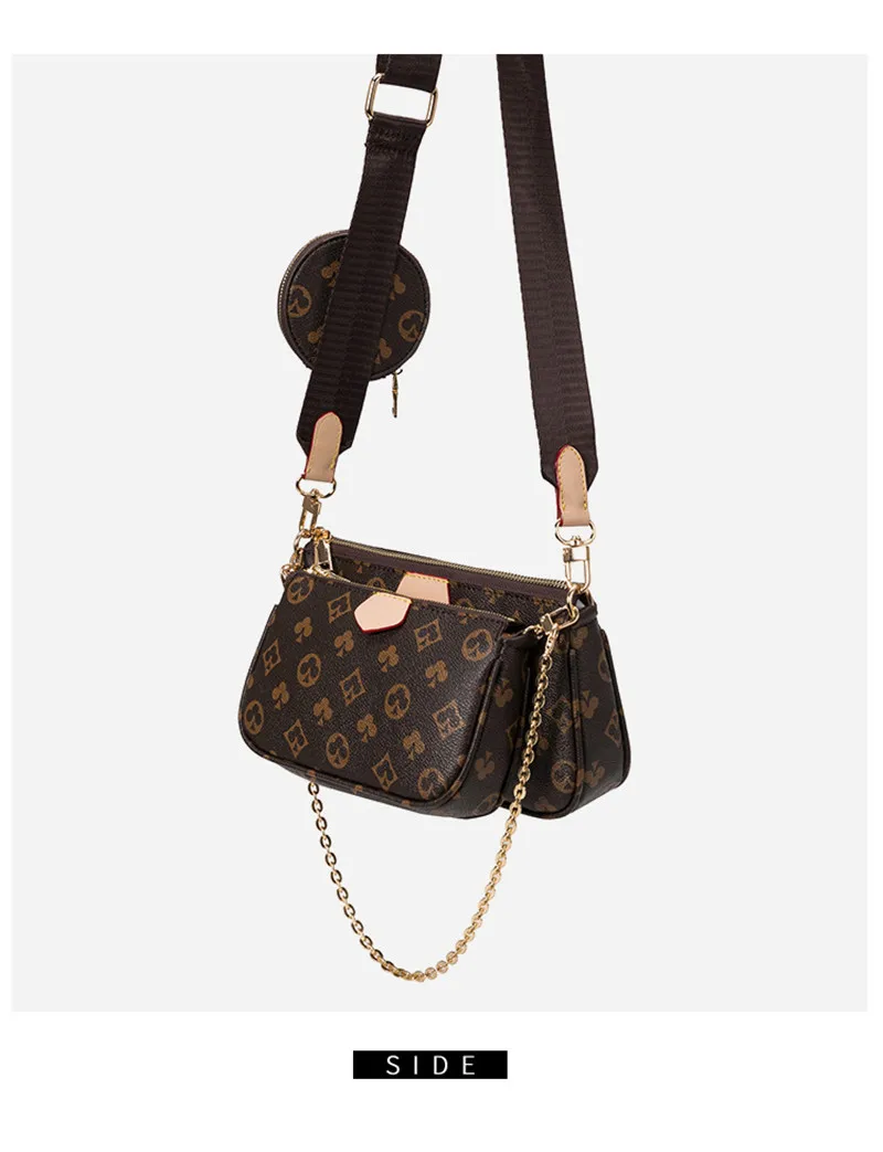 

Famous Brand Designer 3-IN-1 Shoulder Bag Women Vintage Printing Purse And Hand Bags For Women Luxury Crossbody Handbag Female