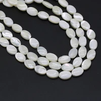 wholesale white natural mother of pearl shell oval beads mop shell loose beaded for jewelry making diy necklace bracelet 14