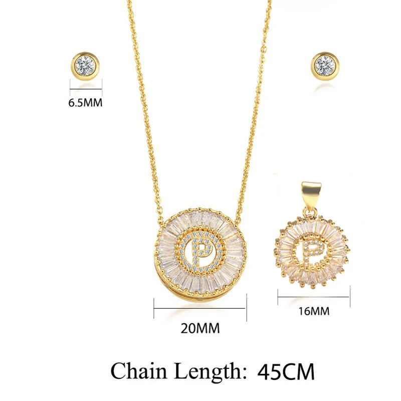 Baoyan модные оригинальные ювелирные изделия с буквами набор позолота латунь CZ