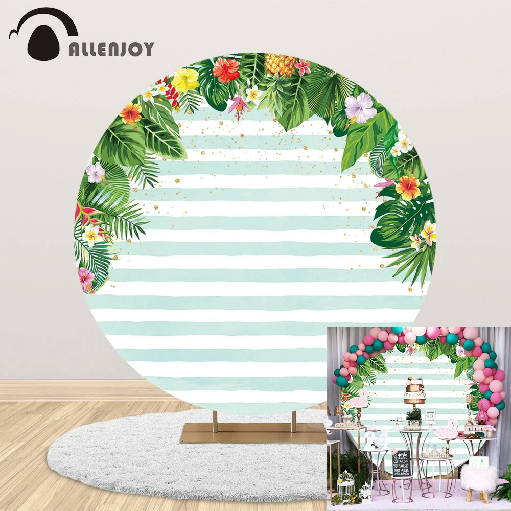 

Виниловый фон для фотосъемки Allenjoy, с изображением листьев тропического фламинго, круга, для летнего дня рождения, задний фон цветы