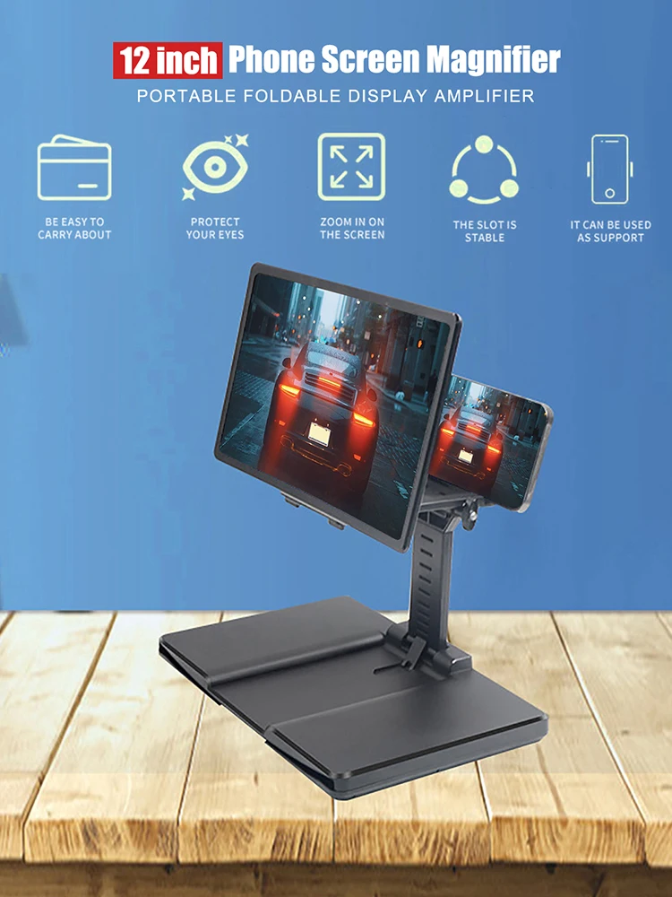 Smart Phone Screen Magnifying Holder 3D Anti-blue Light Lens Movies HD Amplifier Folding Desk Holders For IPhone Android
