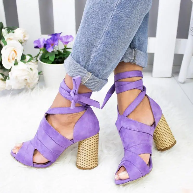 Женские босоножки на шнуровке DAHOOD летние модные туфли-лодочки с перекрестными