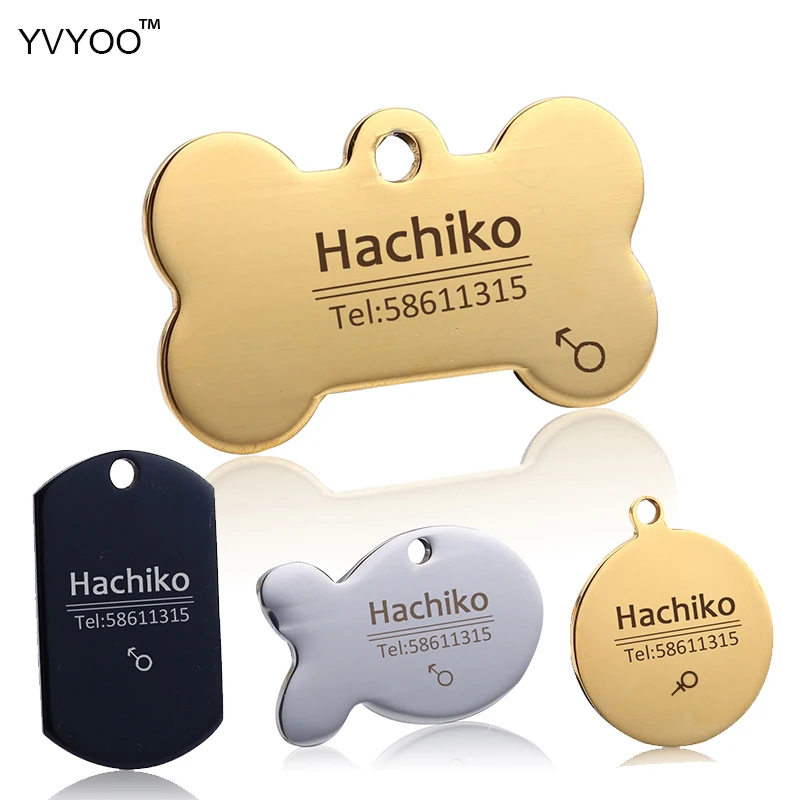 Бирки для собак из нержавеющей стали кошек на ошейнике индивидуальная бирка с