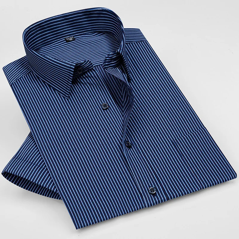 

Men Summer Shirts2021 New Printed Casual Short-sleeved Shirts Slim Lapel Middle-aged Breathable Non-iron Shirt