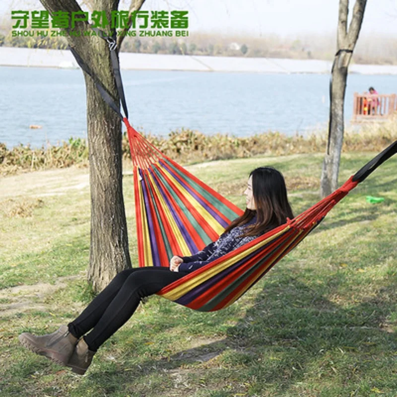 Portable Outdoor Garden Hammock Hang BED Travel Camping Swing Canvas Stripe Free Shipping | Мебель