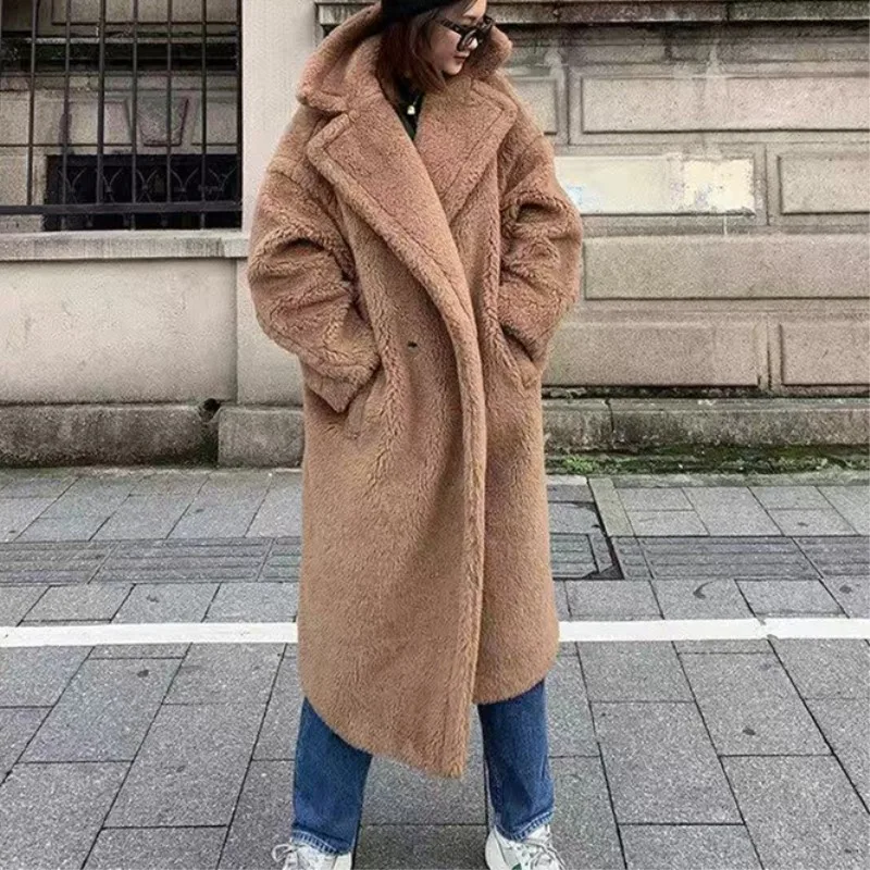 2020 зимние большие длинные розовые плюшевые пальто женские толстые куртки из