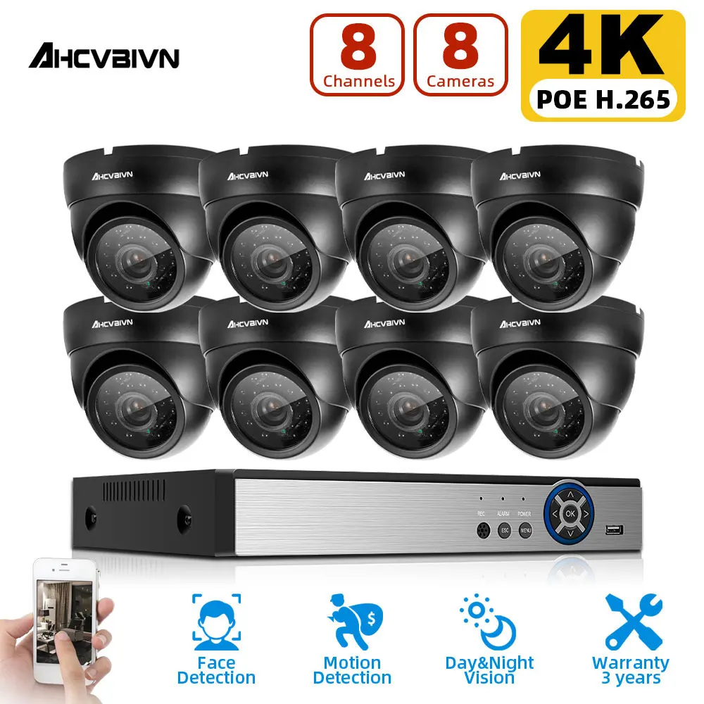 

AHCVBIVN 4K SONY CCTV видеонаблюдение комплект 8CH POE NVR 3840*2160 8MP открытый ip-камеры с питанием по POE H.265 безопасности камера Системы набор