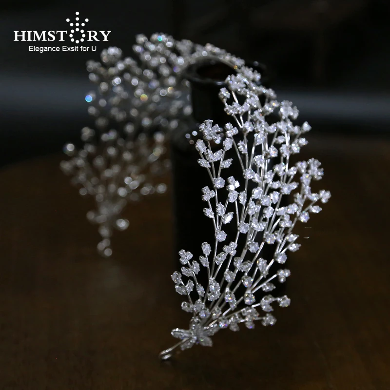 

HIMSTORY New Tiara Bridal Crown Headdress Crystal Headband 3A Zirconia Elegant Woman Headpieces and Party Wedding Hair Accessory