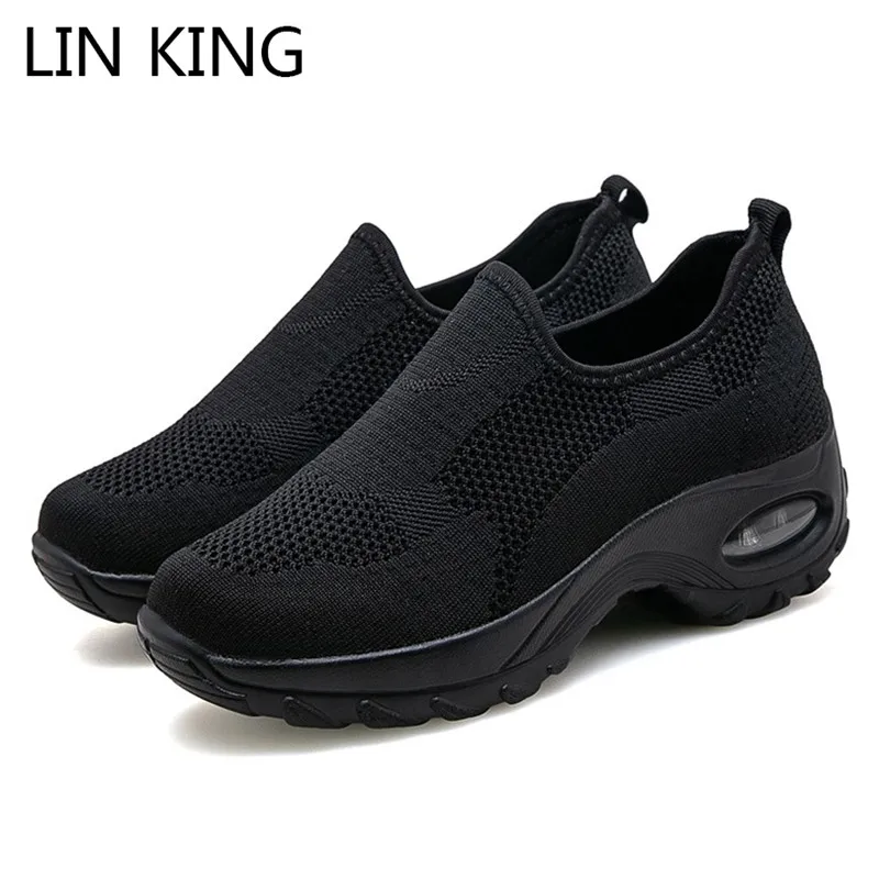 LIN KING/новый стиль Женская повседневная обувь Модная дышащая прогулочная Женские