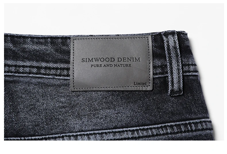 Демисезонные мужские джинсовые брюки SIMWOOD, винтажные облегающие штаны из денима, повседневные джинсы батальных размеров, 180315