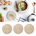 Творческий ротанга круглая овальная Подставка для столовых приборов тканый коврик для столов изоляции горшок коврик coaster кофе чашки чая циновка таблицы coaste