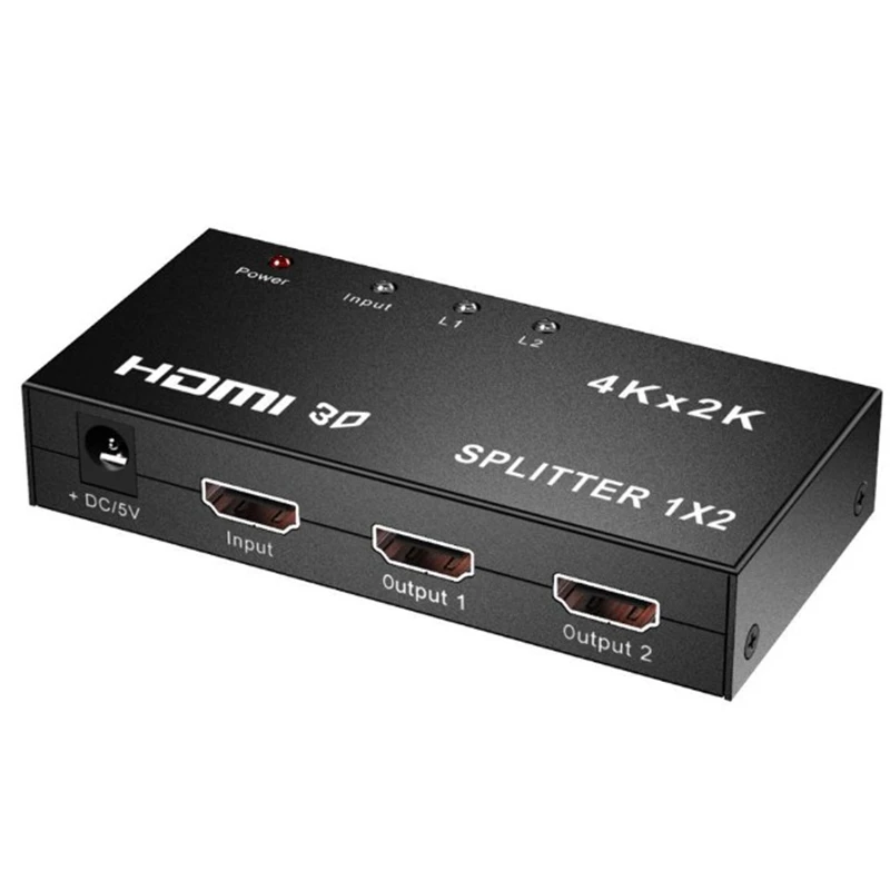 

HDMI Splitter 1 in 2 Out HDMI V1.4 Supports Full 4K HD 1080P 3D Resolutions for DVD Player Laptop HDTV Display US Plug