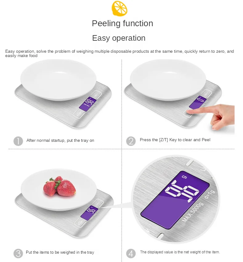 

5/10kg Household Kitchen Scale Electronic Food Scales Diet Scales Measuring Tool Slim LCD Digital Electronic Weighing Scale XNC
