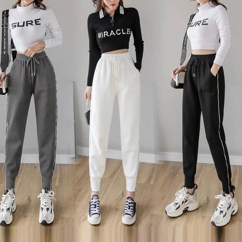 

2023 спортивные брюки Pantalones мешковатые осенне-зимние наряды для женщин длинные спортивные брюки шаровары на молнии повседневные корейские б...