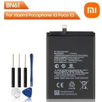xiao mi original replacement phone battery bn61 for xiaomi pocophone x3 poco x3 authentic rechargeable battery 6000mah