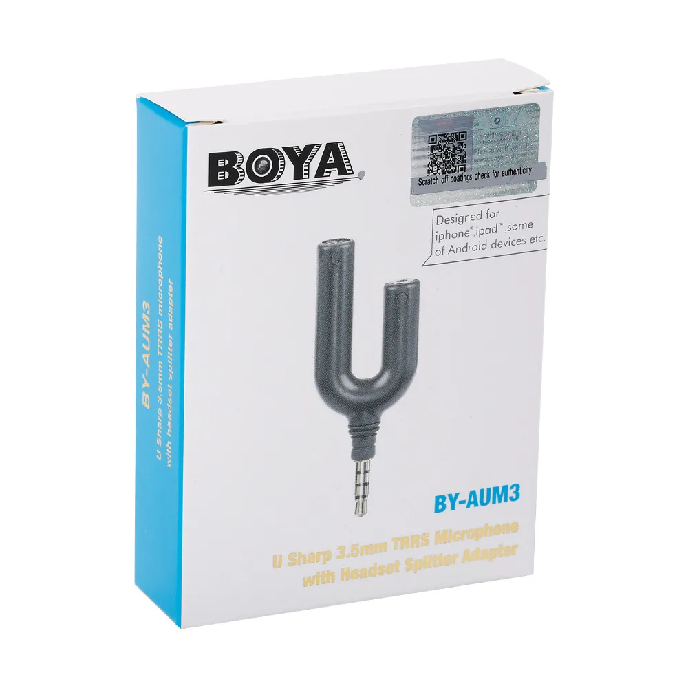 

BOYA BY-AUM3 3.5mm TRRS Microphone with 3-position 3.5mm Headset Splitter Adapter for iPhone 6 6s 5 5s 4 4s iPad iPod Touch