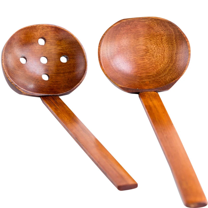 

Japanese-Style Log Material Spoon Bamboo Handle Soup Spoon Noodles Spoon Colander Hot Pot Strainer Spoon