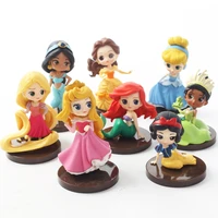 8pcsset q posket princesses figure toys dolls tiana snow white rapunzel ariel cinderella belle mermaid pvc action model gifts