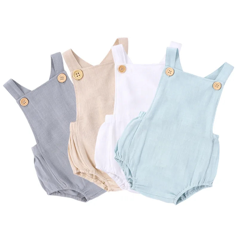 

Newborn Infant Baby Boy Bodysuit Summer Button Jumpsuit Solid Casual Sleeveless Backless Baby Toddler Girl Outfits Clothes