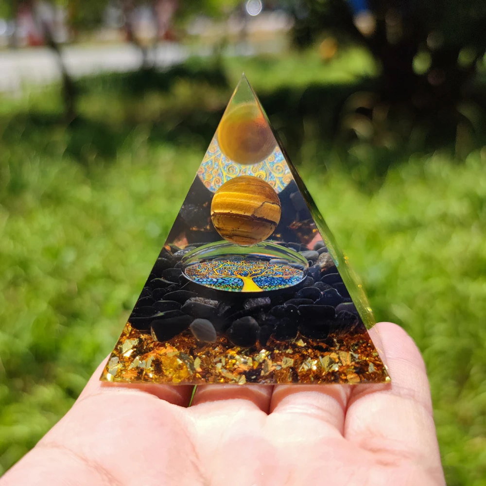 

Orgone Pyramid Amethyst Peridot Healing Crystal Energy Generator Blanacing Orgonite Pyramide EMF Protection Meditation Yoga Tool