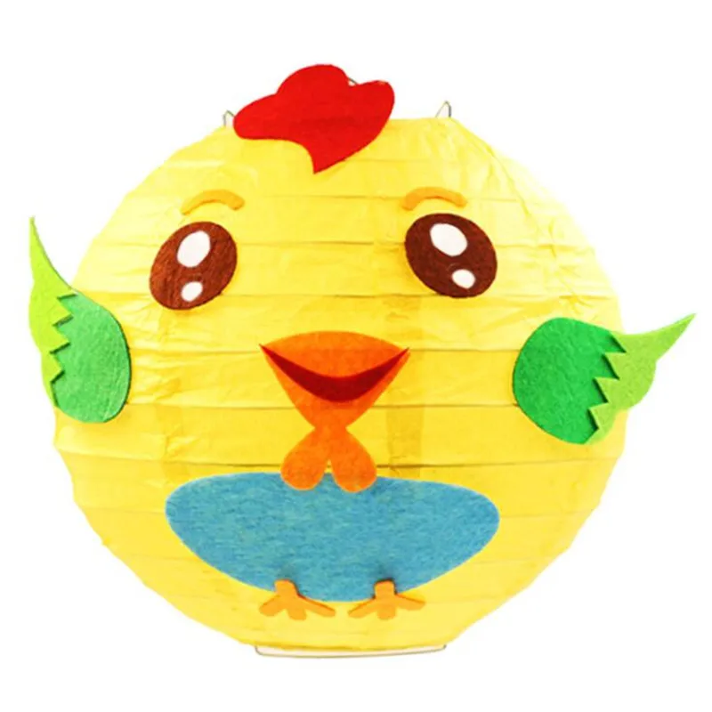 chicken Светодиодный фонарь 20 см с мультяшными животными, китайский круглый бумажный фонарь для детей, сделай сам, ручная работа для дня рождения, вечеринки, свадьбы, украшения, свечи - Цвет: chicken
