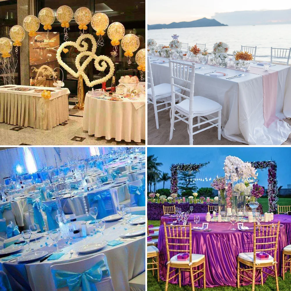 

Rectangle Table Cloth Satin Tablecloth Overlays Wedding Christmas Baby Shower Birthday Banquet Decor Home Dining Table Cover