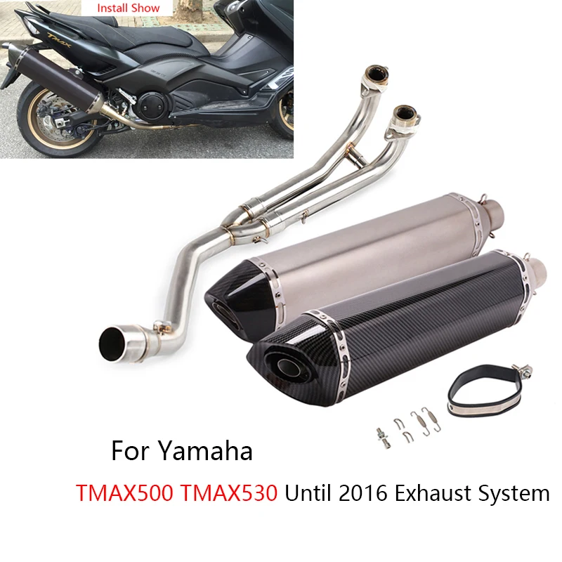 

For Yamaha TMAX530 TMAX500 Until 2016 Exhaust System Motorcycle Header Mid Link Tube Slip On 51mm Muffler Pipe 570mm Escape