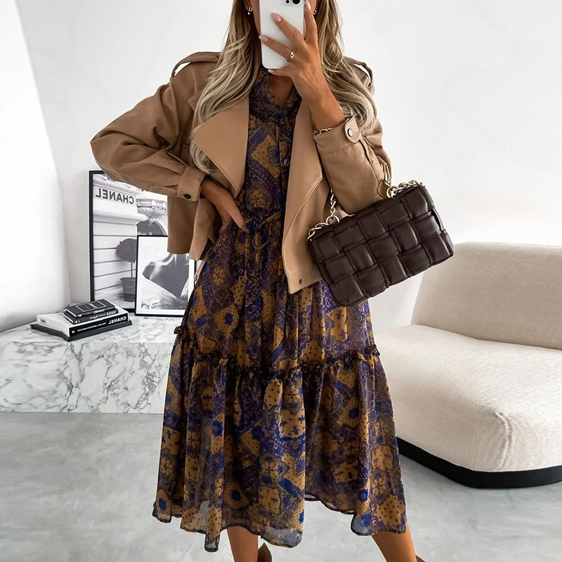 Женское приталенное платье с пуговицами и V-образным вырезом | Женская одежда