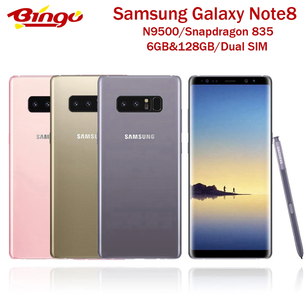 Samsung Galaxy Note8 N9500 Note 8 разблокированный LTE телефон Snapdragon 835, четыре ядра, 6,3 дюймов, двойной 12 МП, 6 ГБ и 128 ГБ, две sim-карты, NFC