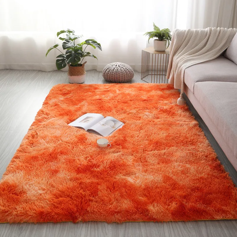 Soft Fluffy Orange Area Rug Colorful Shaggy Kids Room Plush Playing Mat Living Carpet Home Decor Nursery Rugs | Дом и сад