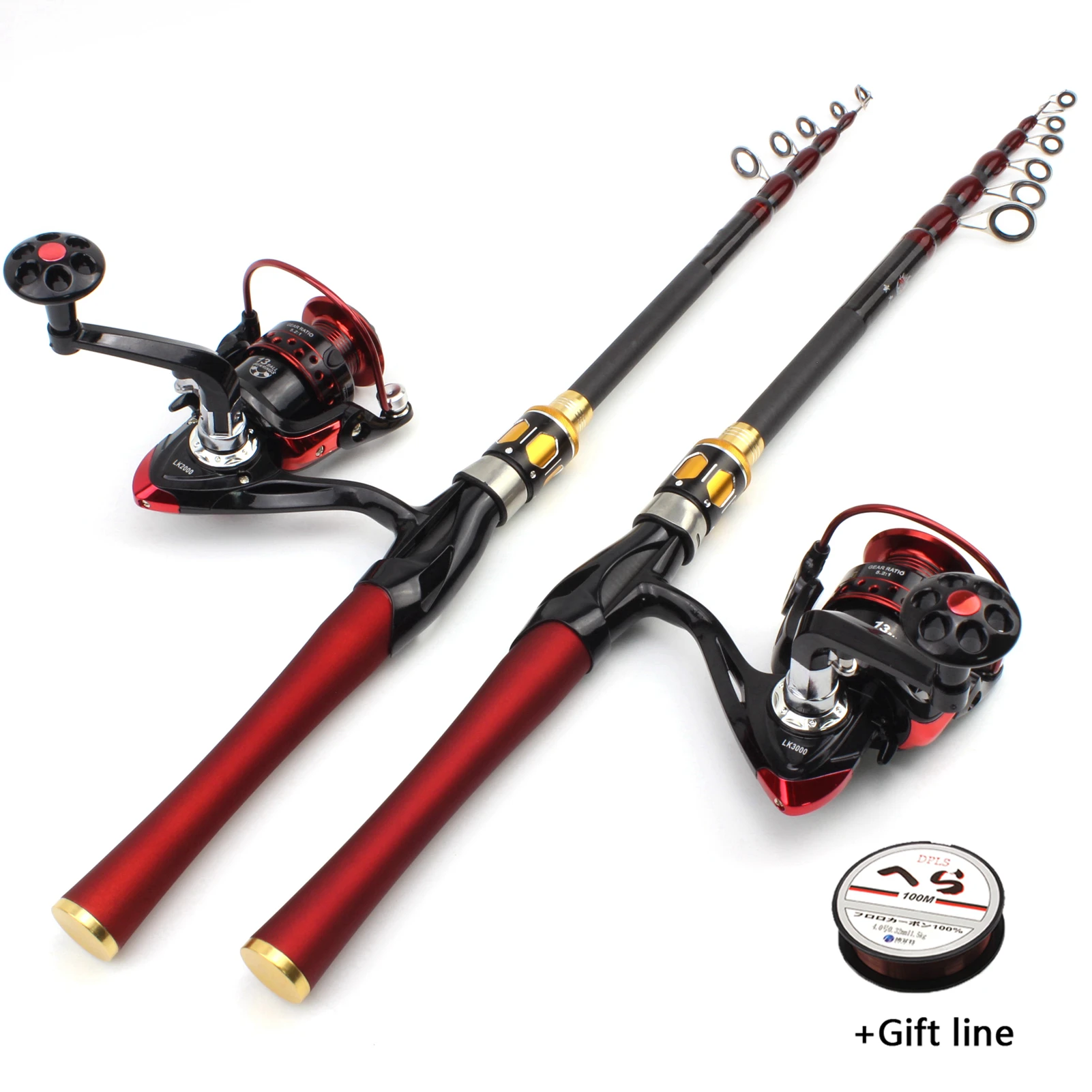 

1.8m2.1m2.4m2.7m lure Fishing Rod Reel Combos carbon Spinning Fishing rod and reel set Trout Novice Travel fishing tackle