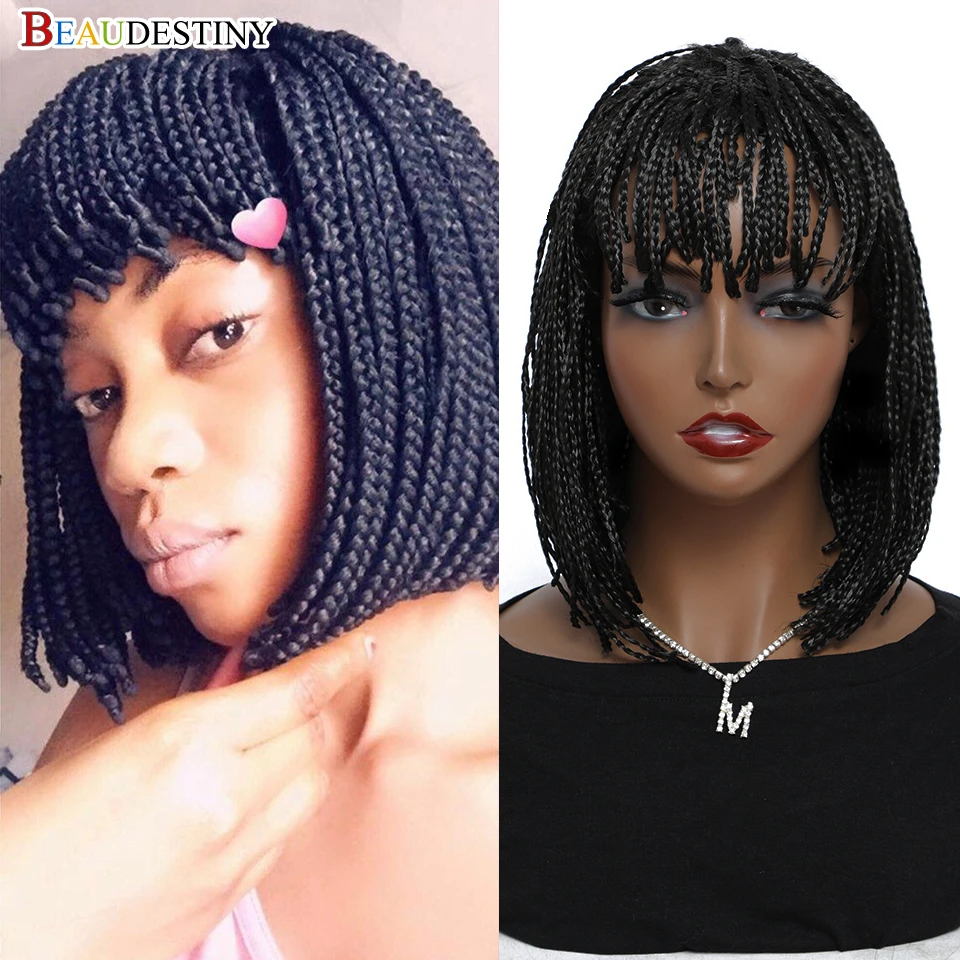 

Synthetic Hair For African Braids Knotless Braid Wig Short Bob Hair Wig With Bangs African Braids Hair Crochet Braid Short Wig