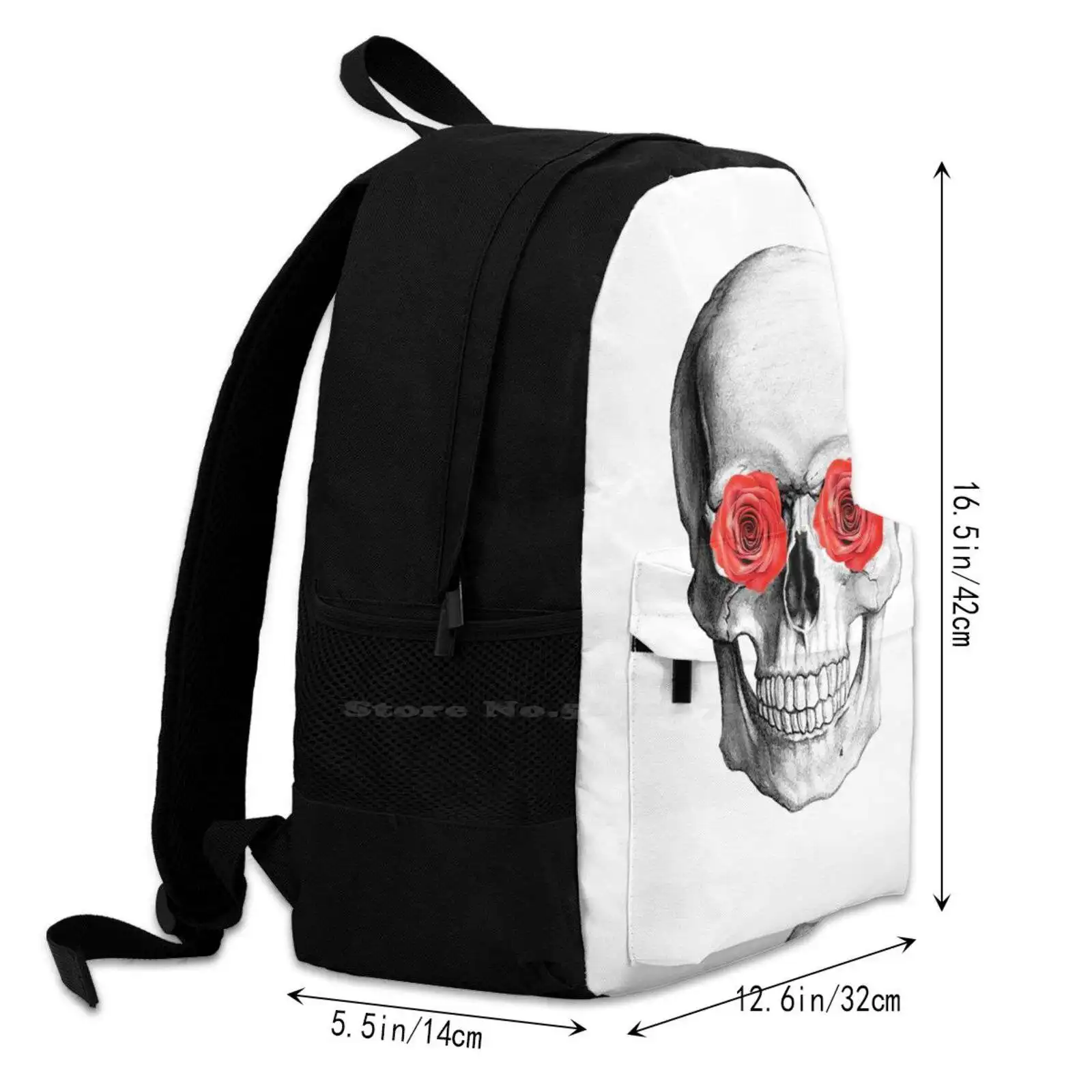 Череп-Розы Новые поступления Сумки унисекс Студенческая сумка Рюкзак Розы