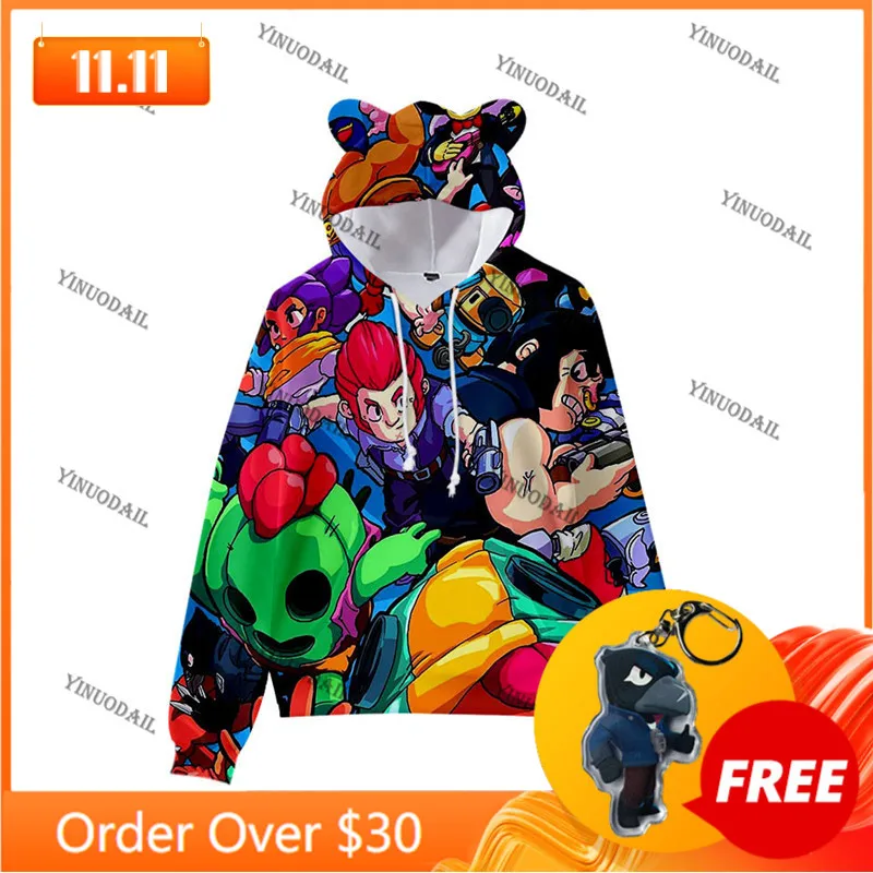 

Cartoon Colt Cute Cat Ear Kids Hoodie Children's Wear Shooting Game 3d Swearshirt Boys Girls MAX GENE Star Clothes