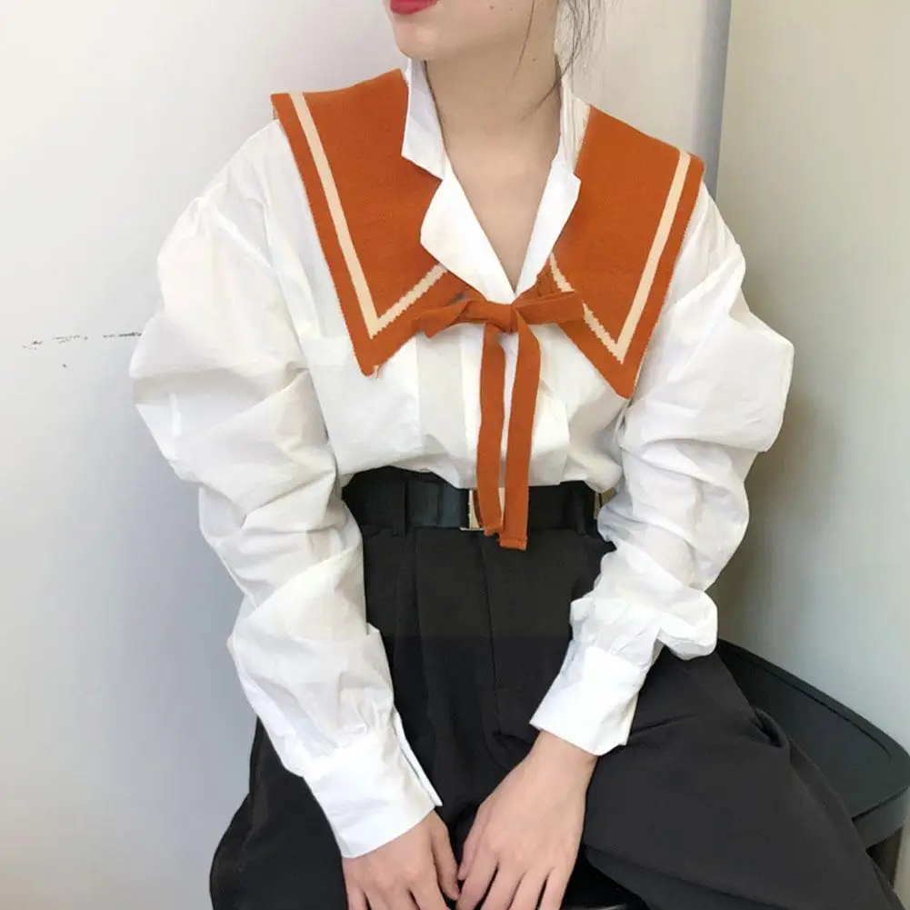 

Vintage Fake Collar Women Detachable Shirt Collar Lapel Ladies Shirt Half False Blous Girls Top Wrap Shawl Fashion Blouse C P2m5