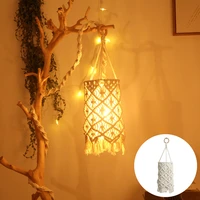 bohemian handmade lamp shade lustre handmade woven cotton rope macrame lamp shade tassel lantern for bedroom ceiling light