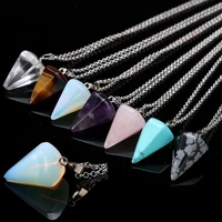 trendy hexagonal prism pendant necklaces for women men teens natural stone colorful crystal pendant necklace fashion jewelry