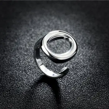 

Adjustable Open Rings O Ring European and American Silver Oval Ring Jewelry LKNSPCR008