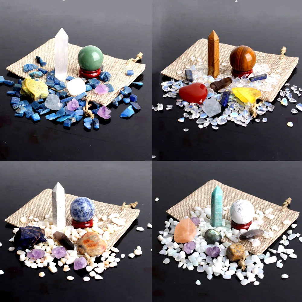 1 набор много смешанных природных кристаллов обелиск шариковая палочка сердце
