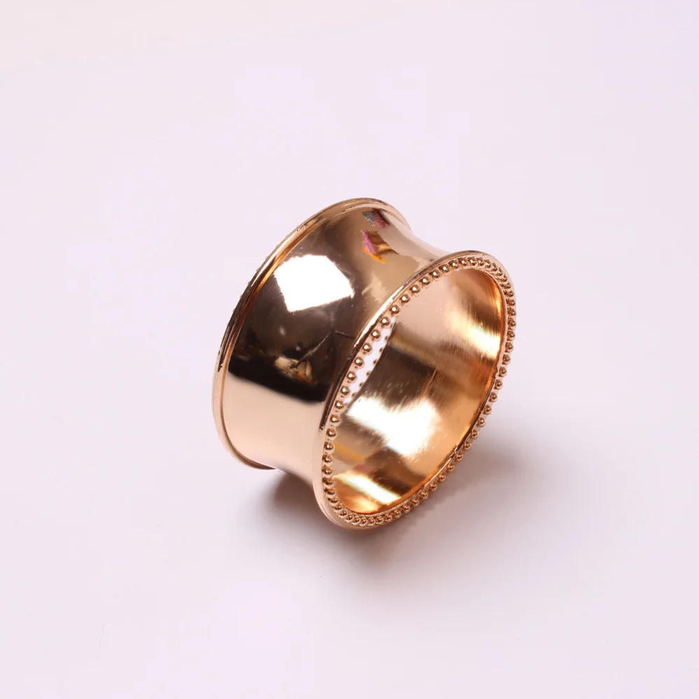

Metal zinc alloy polished beaded napkin ring table decoration jewelry banquet reception wedding napkin ring
