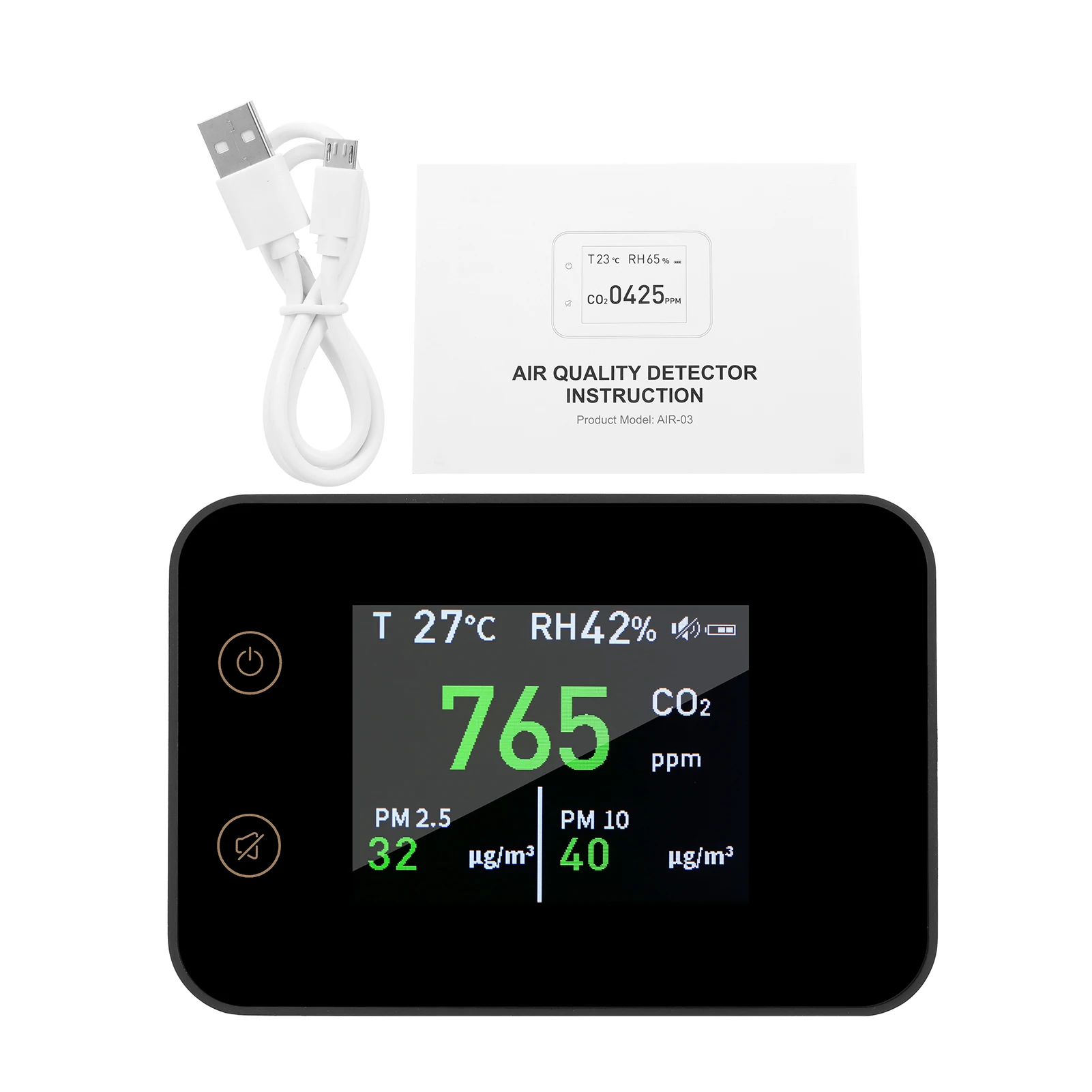 

KKmoon Gas Detector C02 Meter Household Air Quality Monitor Carbon Dioxide Detector CO2 PM2.5 PM10 Temperature Humidity Meter