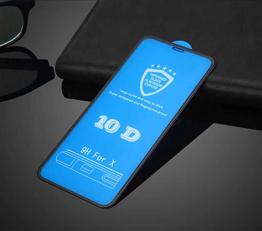 50 штук 10D полное покрытие из закаленного стекла для Apple iPhone 11 Pro XS Max XR X 8 Plus 7 6 6S SE 5 5S Защитная пленка для экрана
